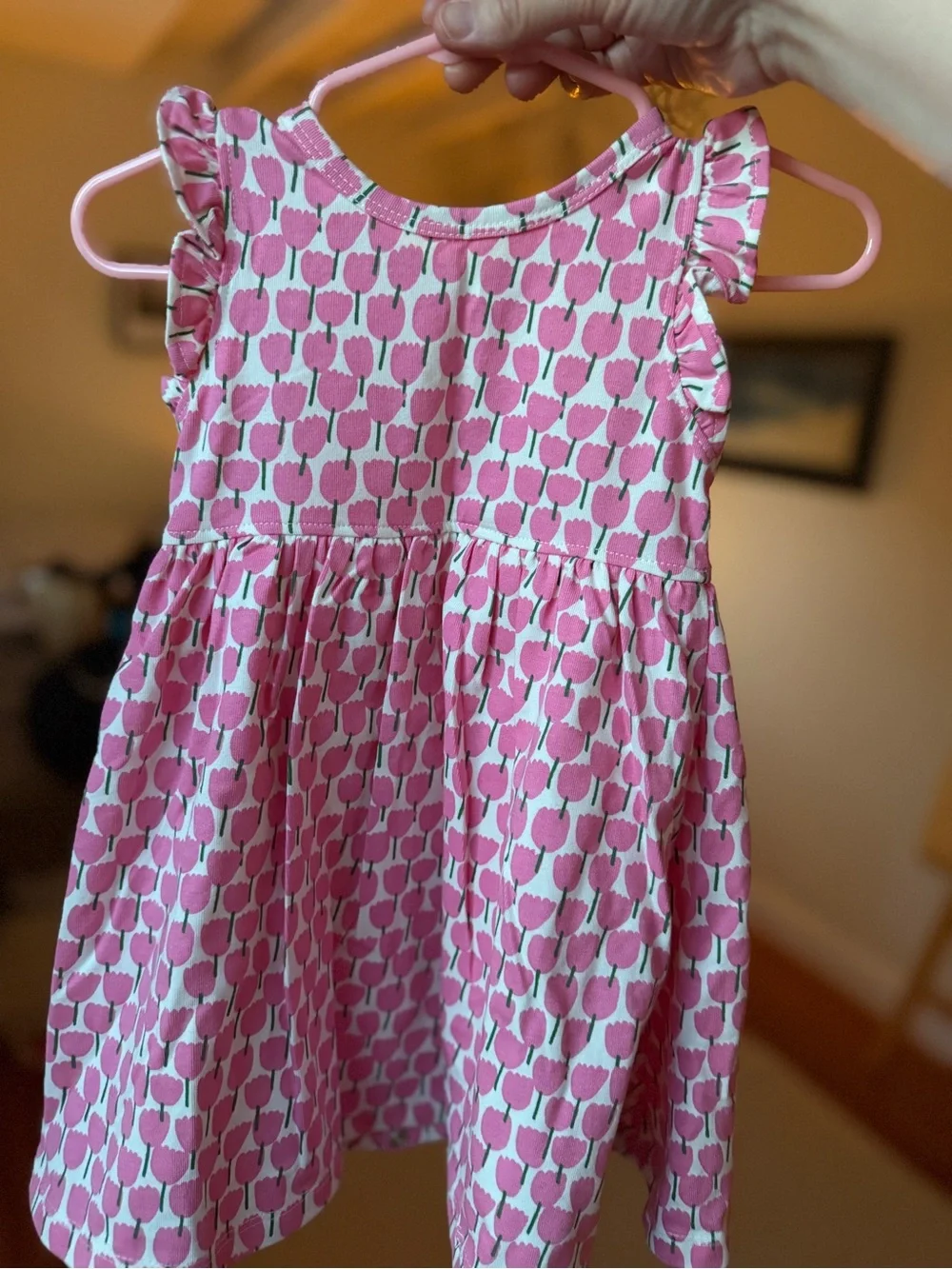 Pink Chicken tulip pattern baby dress
